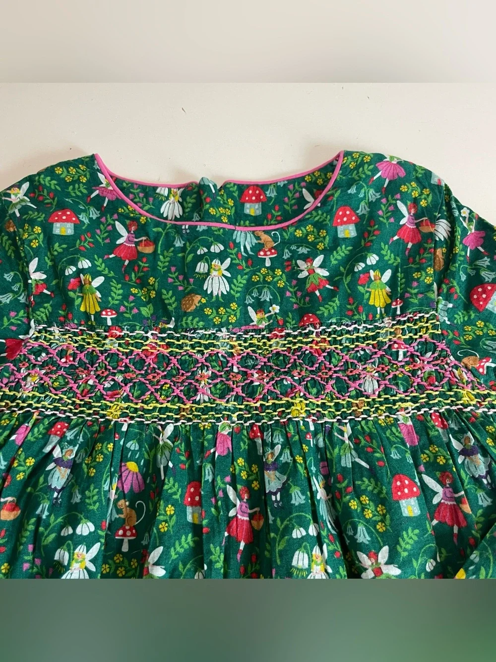 Mini Boden Floral Dress size 7-8Y Smocked Cottagecore Whimsical Fairy Cotton